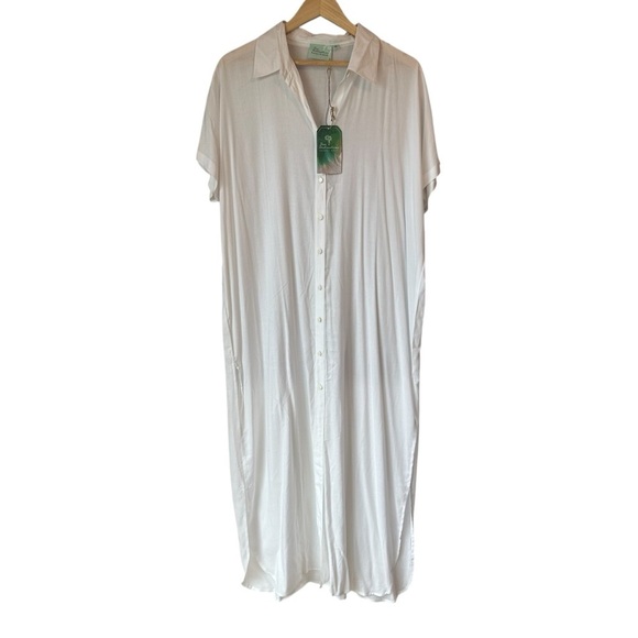 True Destinations White Button-Down Swim Cover-Up, Medium - Picture 1 of 10